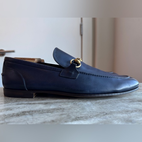 GUCCI Jordaan Horsebit Navy Blue Leather Loafer 10 /10.5  1953 Moccasin $1000 - Picture 2 of 9